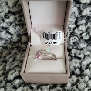 Opal Pink Sapphire Heart Sterling Silver